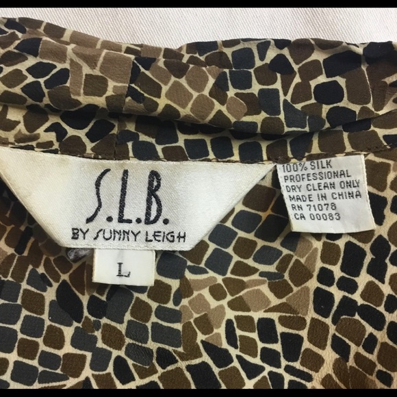 S.L.B. By Sunny Leigh Sz Large 100% Silk Blouse - Picture 5 of 8
